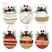 Juvale Rustic Christmas Tree Ornaments, Hanging Holiday Decorations, Assorted Design (2.9 x 5.4 In, 6 Pack)
