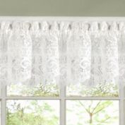 Sweet Home Collection   Old World Style Floral Lace Kitchen Curtain, Valance, White
