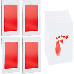 Bright Creations Baby Handprint and Footprint Kit, 4 Red Ink Pads, 10 Imprint Cards (14 Pieces)