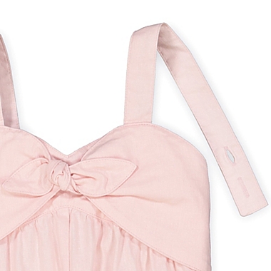 Hope & Henry Girls&#39; Bow Front Wide Leg Jumpsuit (Pale Pink Linen, 4). View a larger version of this product image.