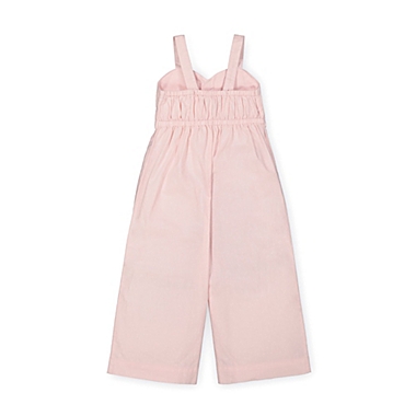 Hope & Henry Girls&#39; Bow Front Wide Leg Jumpsuit (Pale Pink Linen, 4). View a larger version of this product image.