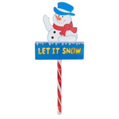 Northlight 28.5" Lighted Snowman &#39;LET IT SNOW&#39; Christmas Lawn Stake - Clear Lights