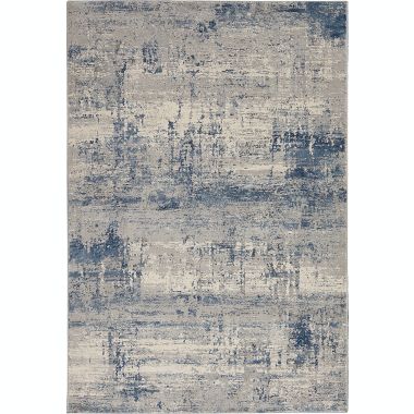 Nourison Rustic Textures Abstract Indoor Area Rug Ivory Blue 5'3" x 7'3". View a larger version of this product image.