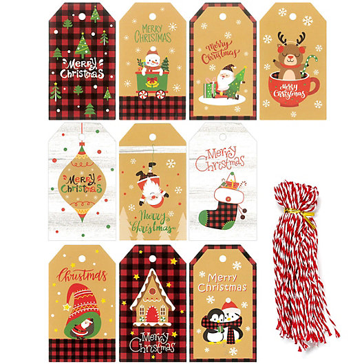 50pcs craft paper hang tags Christmas party favor label price Xmas Gift Card DO 