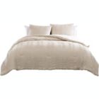 Alternate image 0 for The Nesting Company Elm Collection 3 Piece Stripe Seersucker Bedding Comforter Set with 2 Pillow Shams Luxuriously Soft Lightweight and Comfortable Microfiber Machine Washable - Queen - Taupe