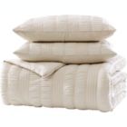 Alternate image 1 for The Nesting Company Elm Collection 3 Piece Stripe Seersucker Bedding Comforter Set with 2 Pillow Shams Luxuriously Soft Lightweight and Comfortable Microfiber Machine Washable - Queen - Taupe
