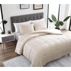 Alternate image 2 for The Nesting Company Elm Collection 3 Piece Stripe Seersucker Bedding Comforter Set with 2 Pillow Shams Luxuriously Soft Lightweight and Comfortable Microfiber Machine Washable - Queen - Taupe