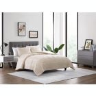 Alternate image 3 for The Nesting Company Elm Collection 3 Piece Stripe Seersucker Bedding Comforter Set with 2 Pillow Shams Luxuriously Soft Lightweight and Comfortable Microfiber Machine Washable - Queen - Taupe