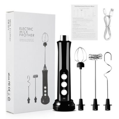 Kitcheniva 3in1 Rechargeable Black Milk Frother