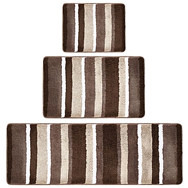 mDesign Striped Microfiber Bathroom Spa Mat Rugs/Runner, Set of 3. View a larger version of this product image.