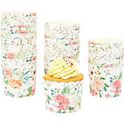 Sparkle and Bash Floral Watercolor Tulip Cupcake Liners, Paper Baking Cups for Muffins (50 Pack)