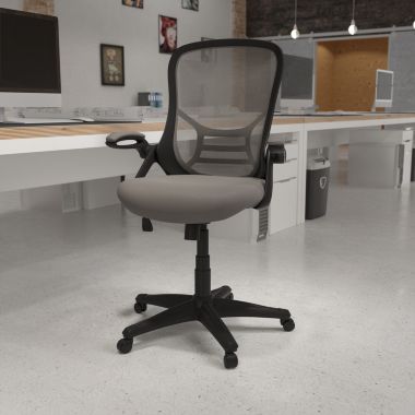 Flash Furniture Porter High Back Light Gray Mesh Ergonomic Swivel Office Chair with Black Frame and Flip-up Arms. View a larger version of this product image.
