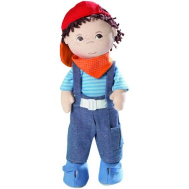 HABA Graham 12&quot; Soft Boy Doll with Brown Hair, Brown Eyes Removable Clothing & Shoes. View a larger version of this product image.
