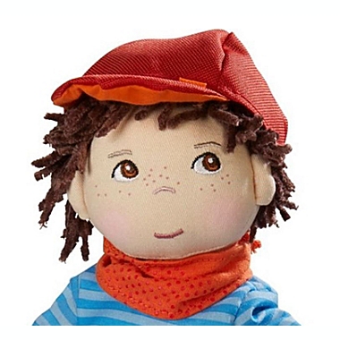 HABA Graham 12&quot; Soft Boy Doll with Brown Hair, Brown Eyes Removable Clothing & Shoes. View a larger version of this product image.