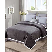 Plazatex Reversible And Comfortable Braided Oversized Sherpa Blanket - King 108x90", Grey