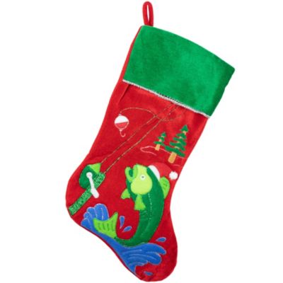 Santa Claus Personalized Christmas Stocking made of Tan Corduroy and Red Velvet 