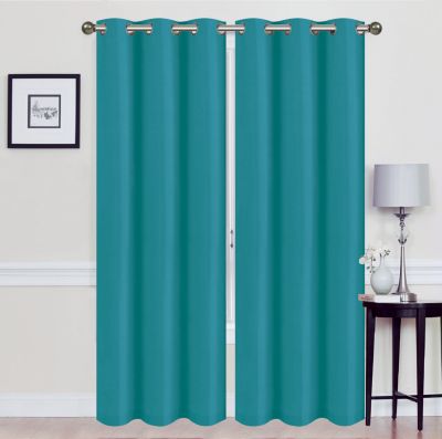 J&V TEXTILES Solid Blackout Thermal Grommet Curtain Panels With Foam Backing (Set of 2)