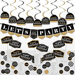 Big Dot of Happiness Adult Happy Birthday - Gold - Birthday Party Supplies Decoration Kit - Decor Galore Party Pack - 51 Pieces