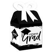 Big Dot of Happiness Black and White Grad - Best is Yet to Come - Square Favor Gift Boxes -  Black & White Graduation Party Bow Boxes - Set of 12