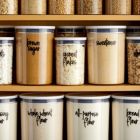 Alternate image 2 for Talented Kitchen 157 Kitchen Pantry Labels for Food Storage Containers, Preprinted Black Script on Clear Stickers + Numbers for Organization Canisters and Jars (Water Resistant)