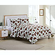 Kate Aurora Holiday Living 3 Piece Christmas Poinsettia Quilt Blanket Set - Full/Queen