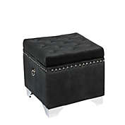 Jessar - Ottoman / Storage Footstool on Legs, Cubic, From the Codi Collection, Black Velvet