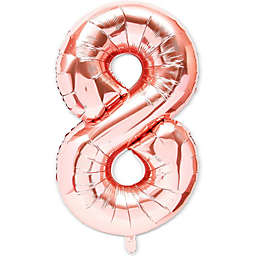 Blue Panda Rose Gold Foil Number 8 Party Balloons (40 in, 2 Pack)