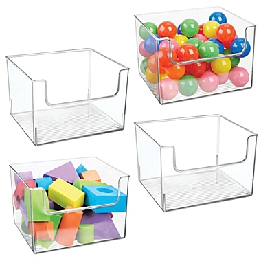 mDesign Open Front Plastic Storage Bin for Cube Furniture, 12" W, 4 Pack - Clear. View a larger version of this product image.