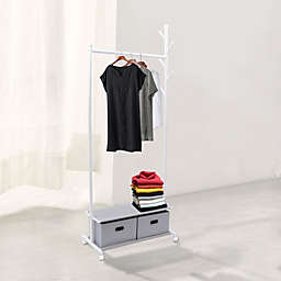 Infinity Merch Garment Rack Carbon Steel 2x Storage Box 170*86*43cm White
