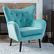 Contemporary Home Living 40" Blue and Black Contemporary Tufted Back Armchair