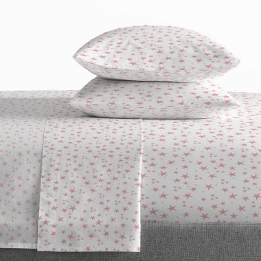 Saturday Park Pink Stars 100% Organic Cotton Sheet Set. View a larger version of this product image.