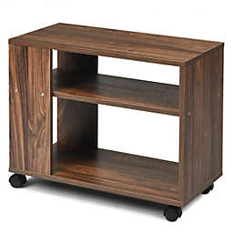 Costway 3-tier Side Table with Wheels & Large Storage Shelf
