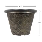 Alternate image 2 for Garden Elements Outdoor Diamond Banded Plastic Planter, Gold, 14.75"