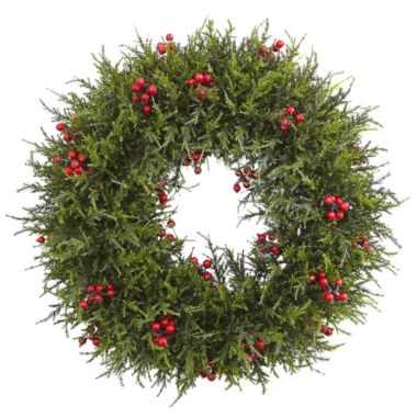 Nearly Natural Artificial Cedar Berries Wreath, 20-Inch. View a larger version of this product image.