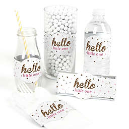 Big Dot of Happiness Hello Little One - Pink and Gold - DIY Party Supplies - Girl Baby Shower DIY Wrapper Favors & Decorations - Set of 15