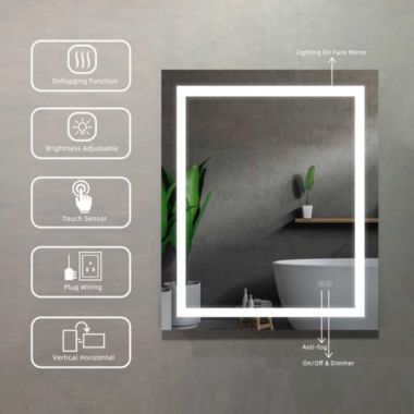 Vyaya Superior 48 in. W x 36 in. H Rectangular Frameless Anti-Fog Wall Bathroom LED Vanity Mirror in Silver. View a larger version of this product image.