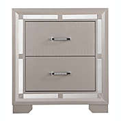 Passion Furniture Alana 2-Drawer Silver Champagne Nightstand (28 in. H x 17 in. W x 25 in. D)