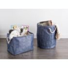 Alternate image 3 for DII Navy and Silver Woven Paper Bin with Rope Handles - 12 inches