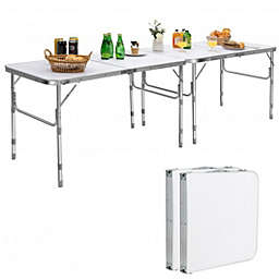Costway 2 Pieces Folding Utility Table with Carrying Handle-White