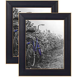 Americanflat 8x10 Rustic Black Picture Frame with Polished Glass - Horizontal and Vertical Formats for Wall and Tabletop - Pack of 2
