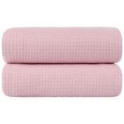 PiccoCasa Soft Cotton 2 Piece Bath Towel for Bathroom, Waffle Weave 100% Cotton Soft and Highly Absorbent Bath Towels Washcloths Quick Dry Shower Towels, 27"X54" Pink