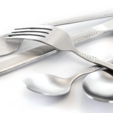 MegaChef Cravat 20 Piece Flatware Utensil Set, Stainless Steel Silverware Metal Service for 4 in Matte Silver. View a larger version of this product image.