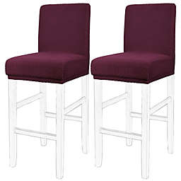 PiccoCasa Stretch Bar Stool Covers, Pub Counter Height Chair Covers Counter Height Chairs Covers with Elastic Band for Short Back Chair, 2 Pieces Red