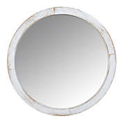 Contemporary Home Living 20" White Wash Wooden Wall Mirror