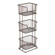 mDesign Tall Standing Bathroom Shelf Holder Rack - 3 Metal Wire Baskets