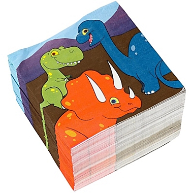 T-Rex Napkins for Kids Dinosaur Birthday Party 6.5 x 6.5 In, 150 Pack Stripes 
