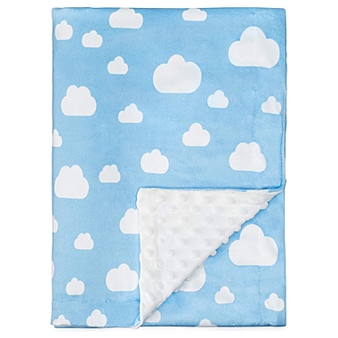 Baby Blanket Soft Minky Swaddle Cuddle Reversible Unisex Infant New Born Gift Large by Comfy Cubs (Blue Clouds). View a larger version of this product image.