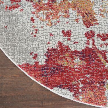 Nourison Global Vintage 4' x ROUND (4' Round) Multicolor Area Rug Abstract Artistic Brushstroke by Nourison. View a larger version of this product image.