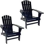 Sunnydaze Outdoor Coastal Bliss Painted Fir Wood Lounge Backyard Patio Adirondack Chair - Navy Blue - 2pk