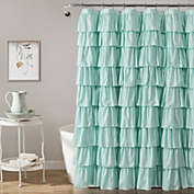 Ruffle Shower Curtain Light Turquoise Single 72X72